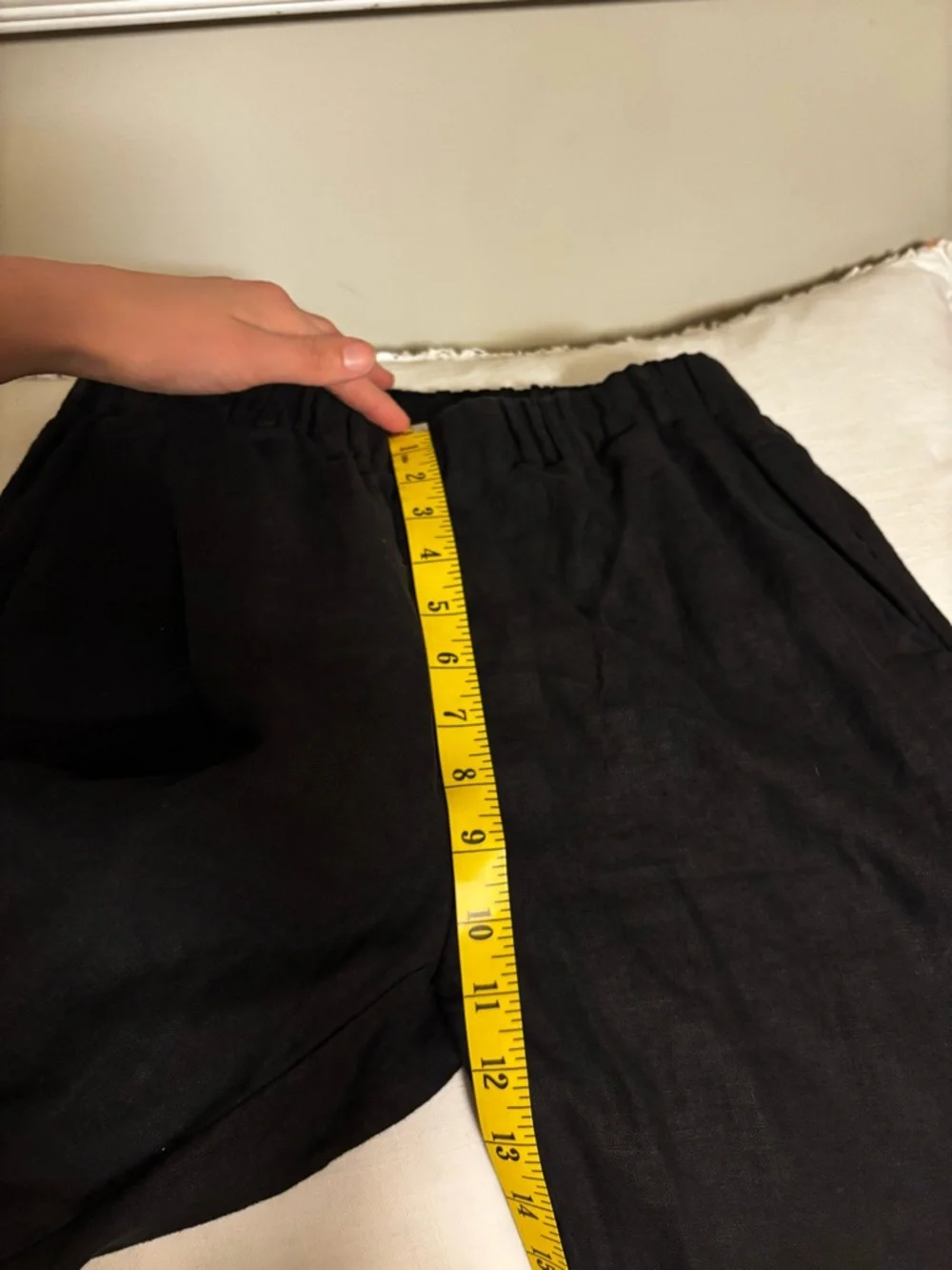 Quince European Linen Black Cropped  Pull-On Pants ankle length
